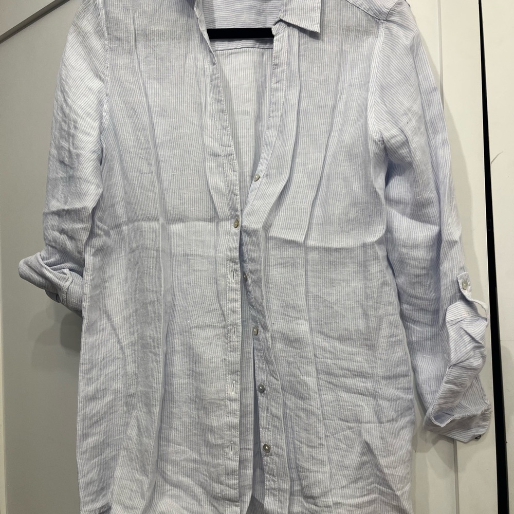 Sigrid Olsen Light Blue Striped Shirt
